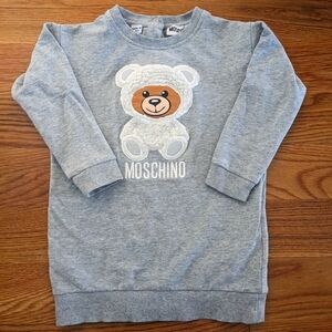 Moschino Baby Girl Toddler Teddy Bear Sweatshirt Dress Grey Size 2
